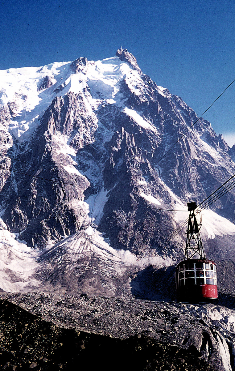 For context, this photograph of the North Face of the Aiguille du Midi was taken in summer 1976. Photo: Keith Sharples