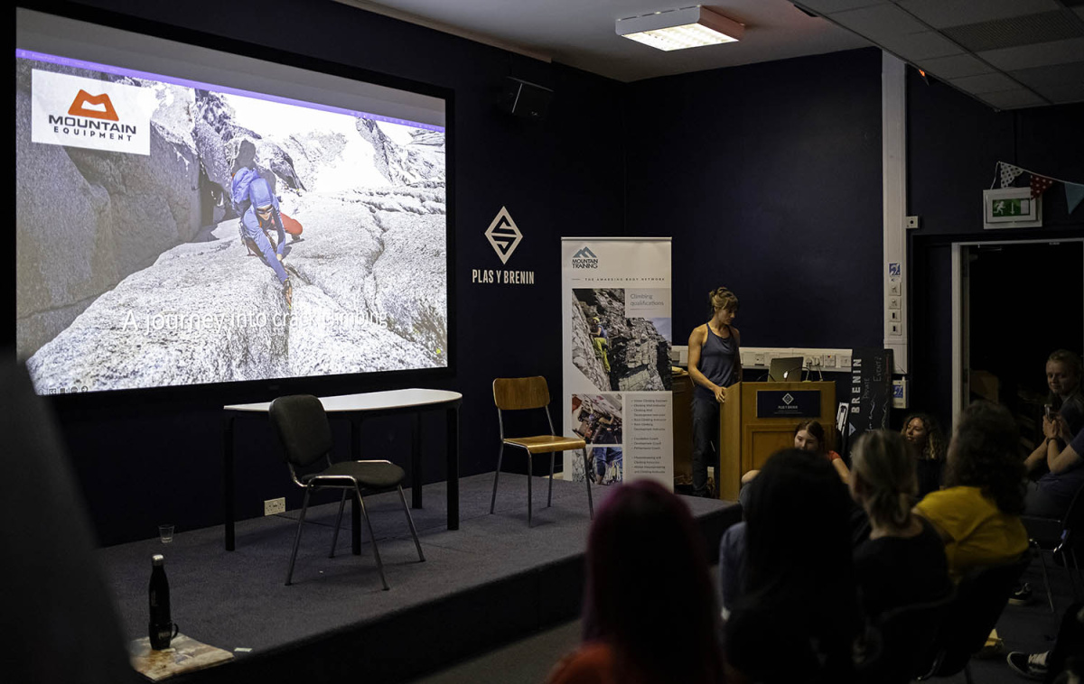 Harriet Ridley’s talk on her journey to crack climbing was an eye opening instruction in humbling yourself to the task. Photo: Phil Hay