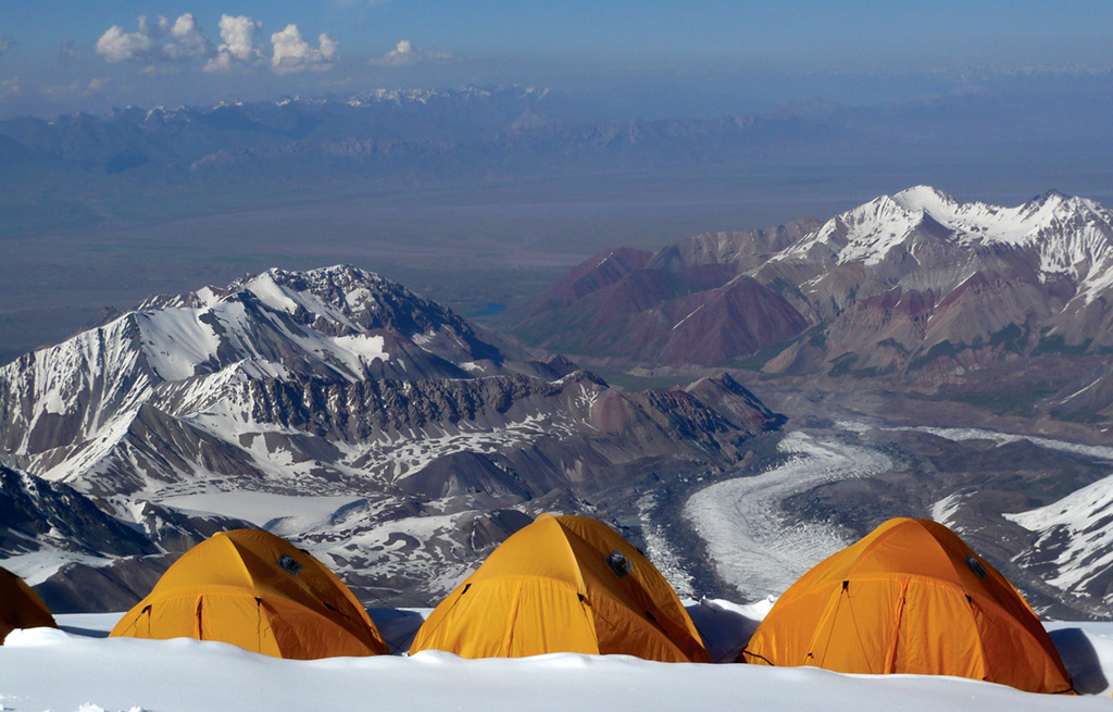 Camp 3 complete with a stunning view. Photo: © Richard Haszko