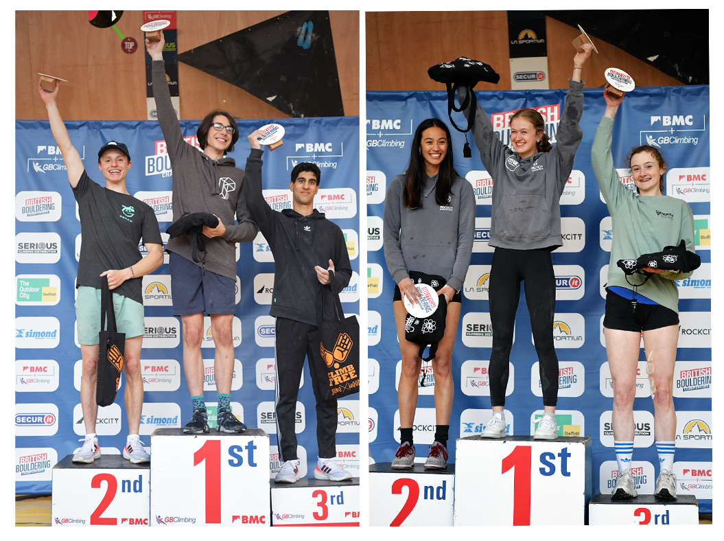 2023 British Bouldering Championship podiums. Photo: Keith Sharples