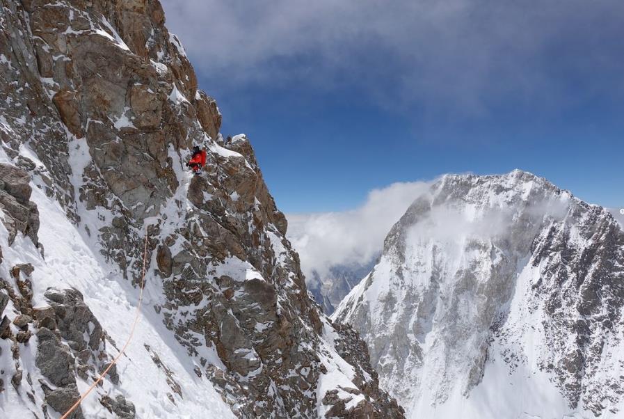 Climbing on the West Ridge of G3. Photo: Tom Livingstone