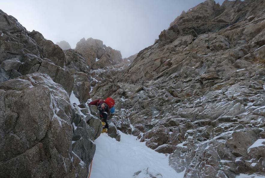 Climbing on the West Ridge of G3. Photo: Tom Livingstone