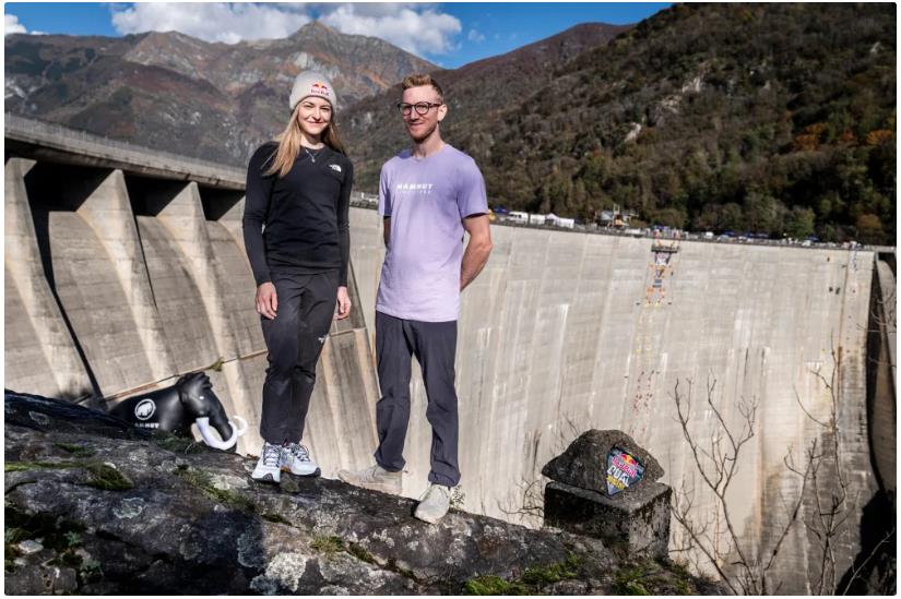 Jessica Pilz and Jakob Schubert after their win in the Red Bull Dual. Photo: Red Bull Content Pool