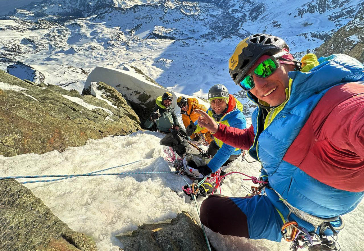 A happy team - Francois Cazzanelli, Jerome Perruquet, Marco Farina and Stefano Stradelli. Photo: Franz Cazzanelli Collection