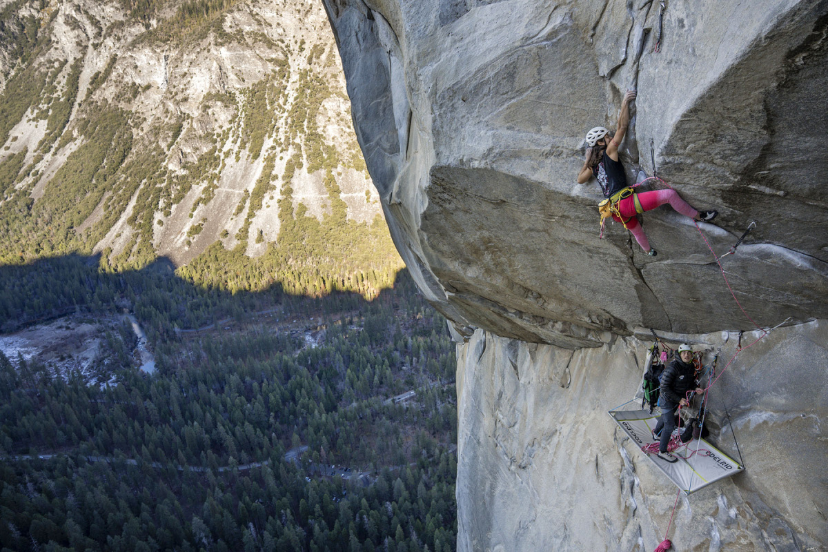 Laura Pineau on the crux pitch of Wet Lycra Nightmare (F8b/5.13d). Photo: Miya Tsudome