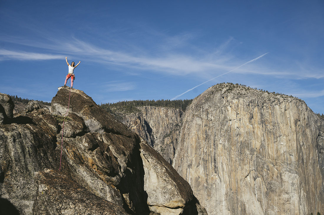 Laura Pineau at the top of Wet Lycra Nightmare (F8b/5.13d). Photo: Miya Tsudome