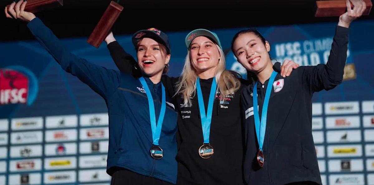 Women's Innsbruck Boulder podium. Photo: IFSC