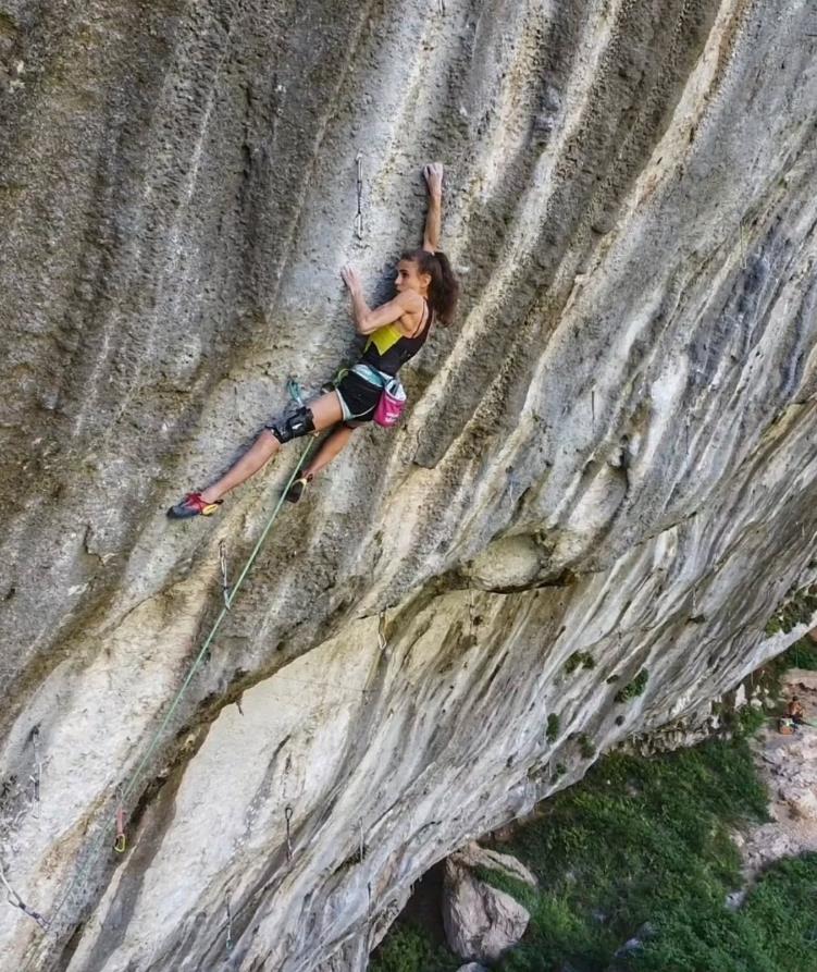 Laura Rogora driving women's onsight standards with Ultimate Sacrifice (F8c+). Photo: Laura Rogora Instagram