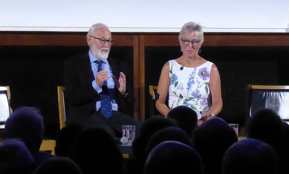 Expedtion leader Chris Bonington with Julie Summers. Photo: Noel Dawson