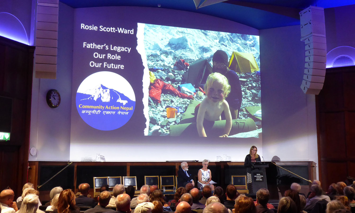  Rosie Scott-Ward, describing the ongoing works of Community Action Nepal. Photo: Noel Dawson