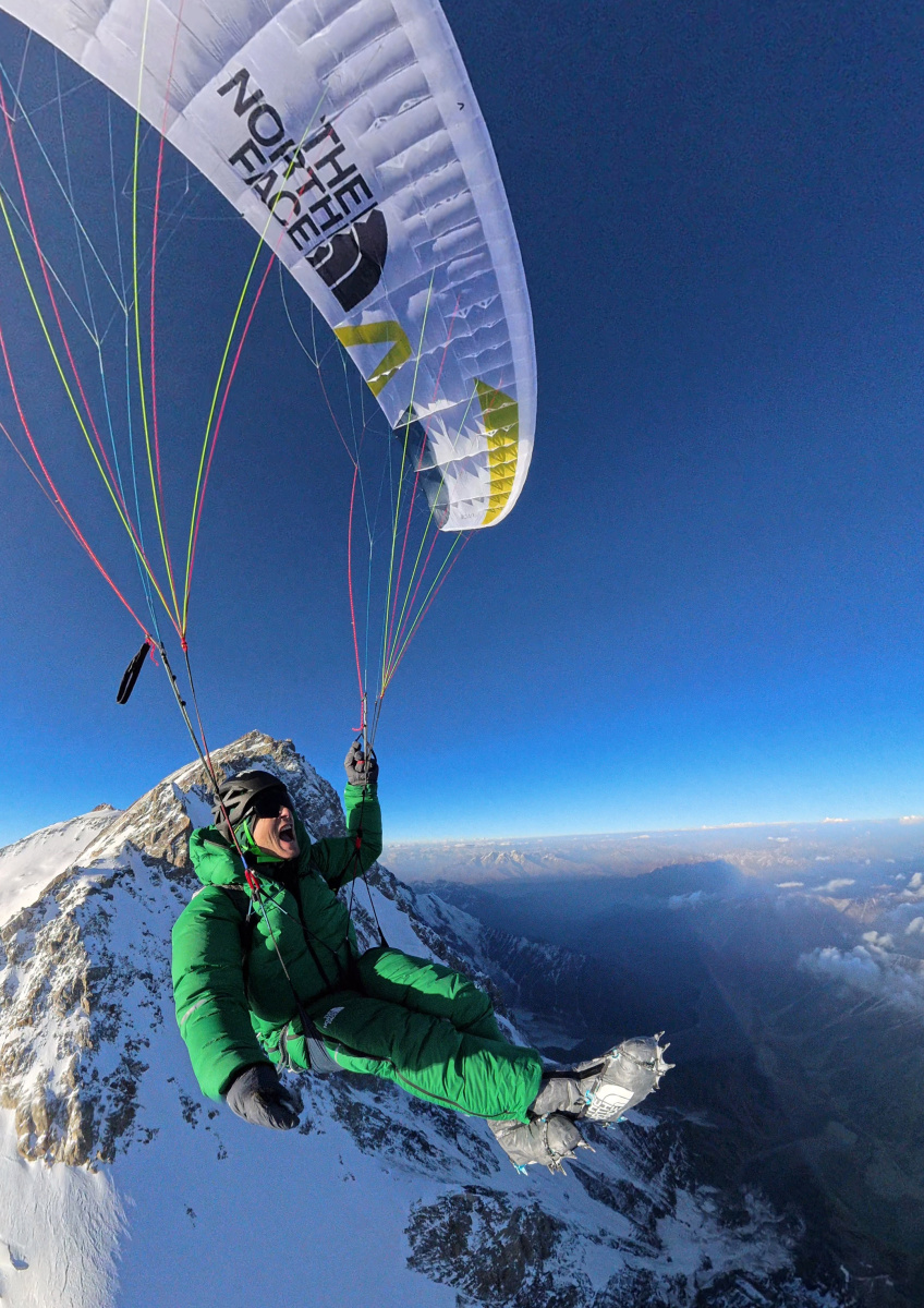 David Göttler flying from the summit of Nanga Parbat. Photo: © David Göttler