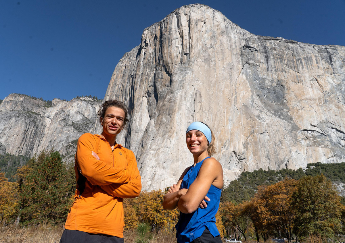Pietro Vidi and Camilla Moroni under El Capitan.