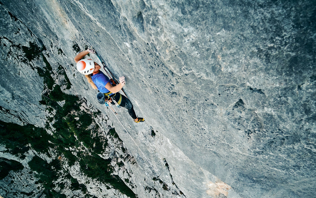 Lara Neumeier repeating  End of Silence (11 pitches, 360m, F8b+). Photo: Ray Demski