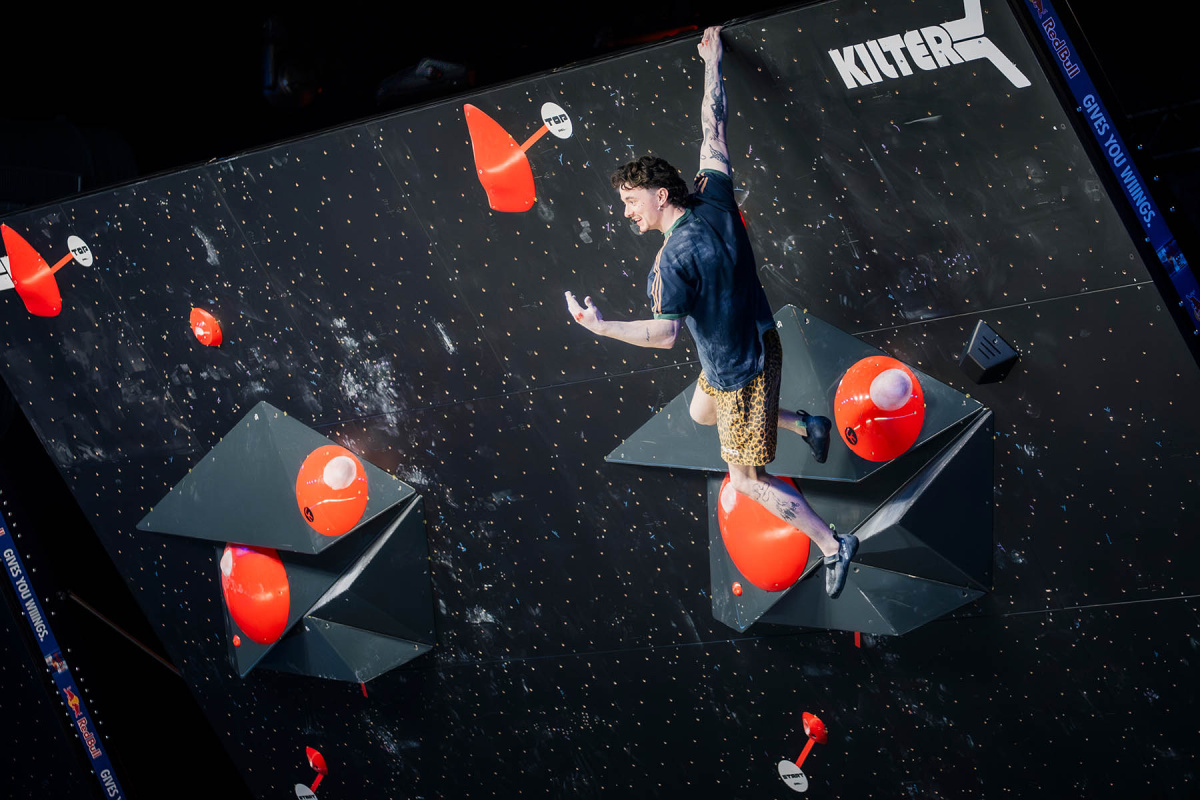 Max Milne winning the first Pro Climbing League event at Magazine London. Photo: Stefan Voitl / Red Bull Content Pool