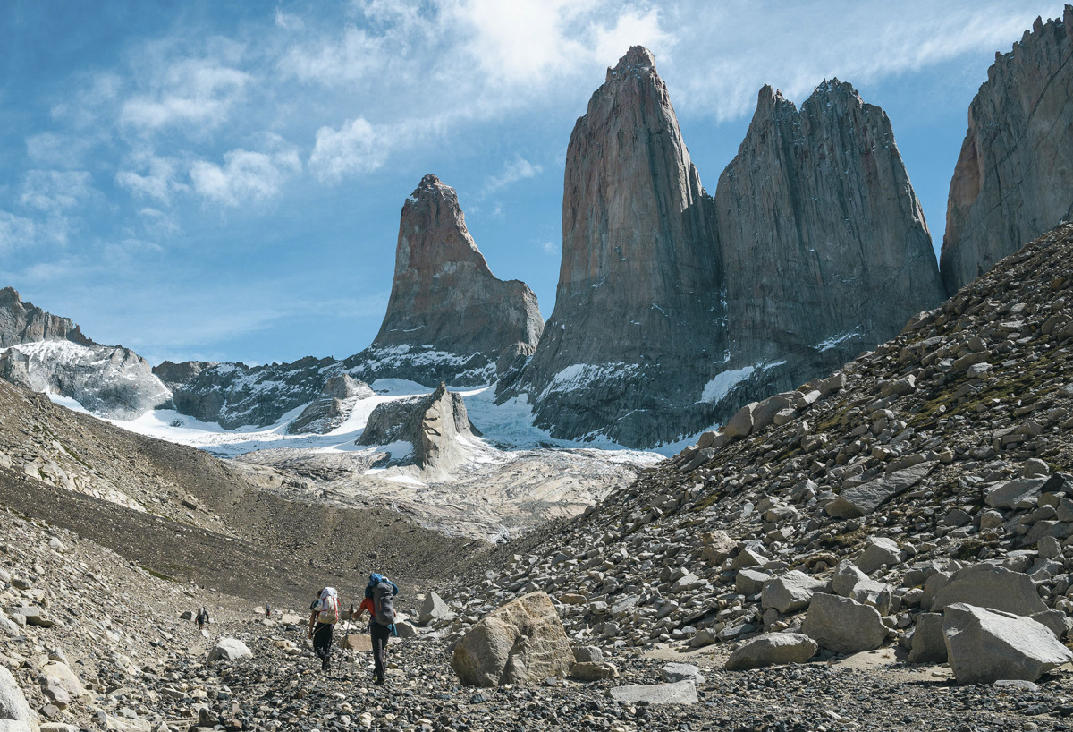 Approaching the East Face of the Central Tower of Paine. Photo: Felipe Nordenflyght / Matthew Tangerman