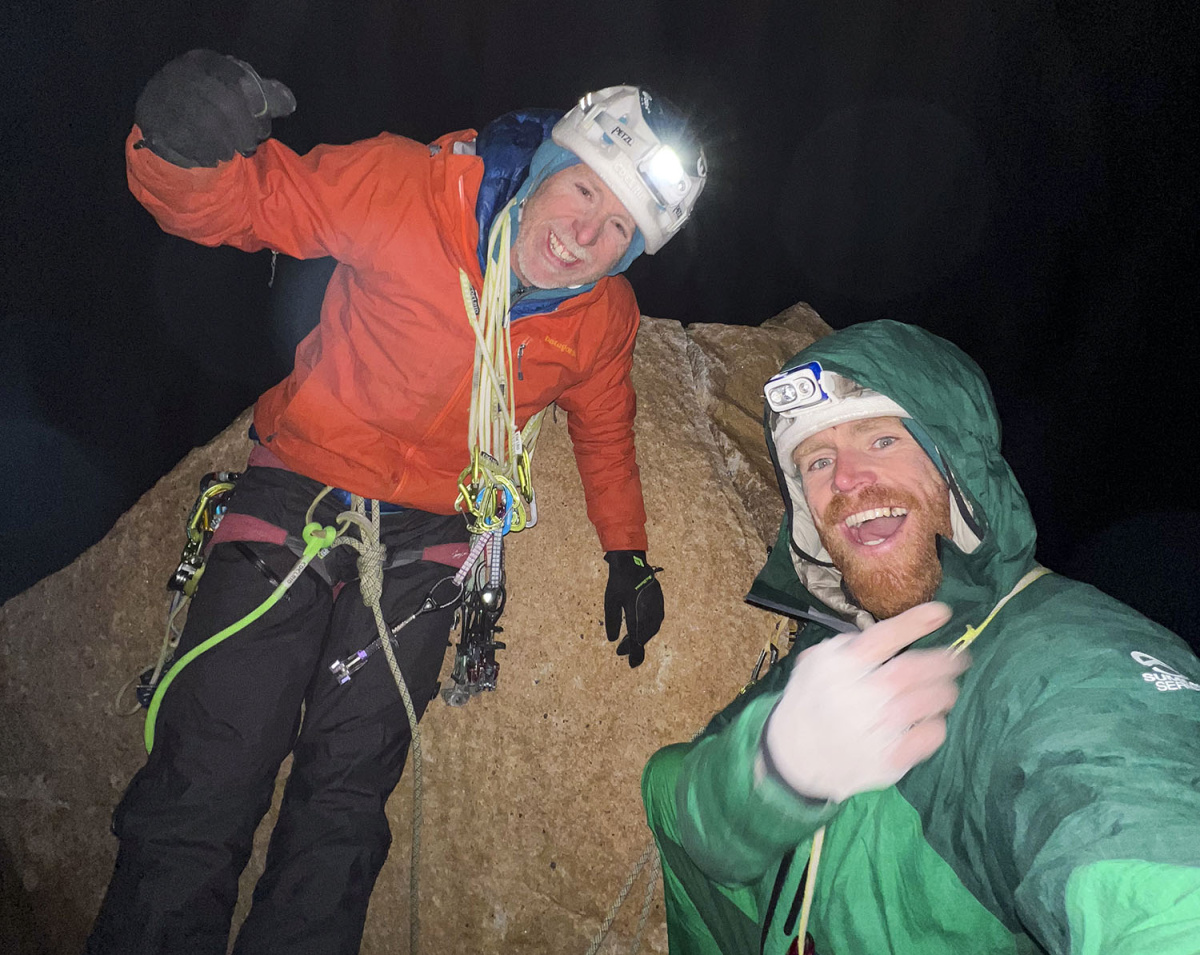  Tommy Caldwell and Siebe Vanhee after their successful day ascent of South African Route. Photo: Siebe Vanhee