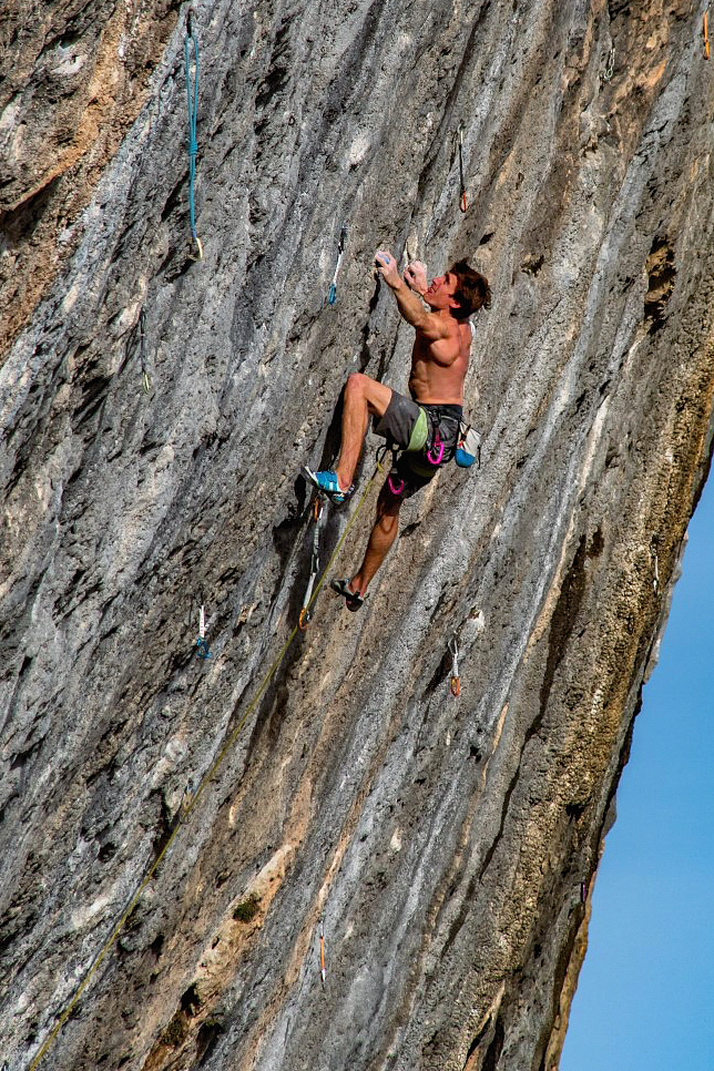 Seb Bouin climbing Catxasa, Santa Linya. Photo Victor Alvarez Rodriguez