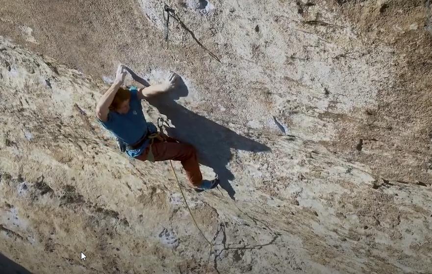 Seb Bouin cranking through that move on that route at Buoux.