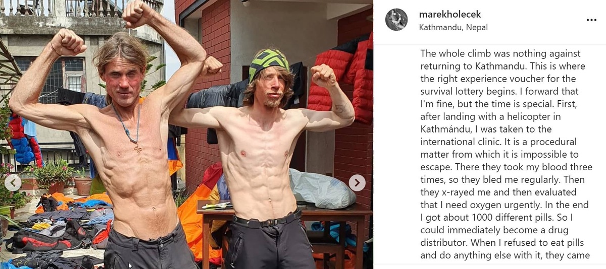 Márek Holeček and Radoslav, having climbed Heavenly Trap, back in Katmandu. Photo: Márek Holeček (Instagram)