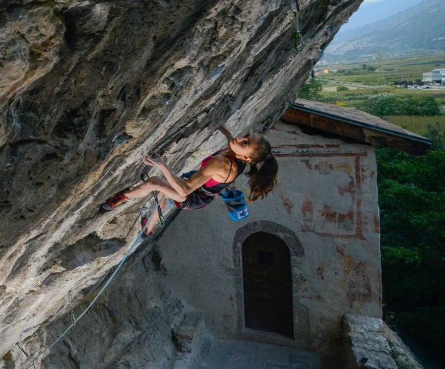Laura Rogora making the second ascent of Erebor - the first ever F9b/+ by a female climber. Photo: Laura Rogora Instagram