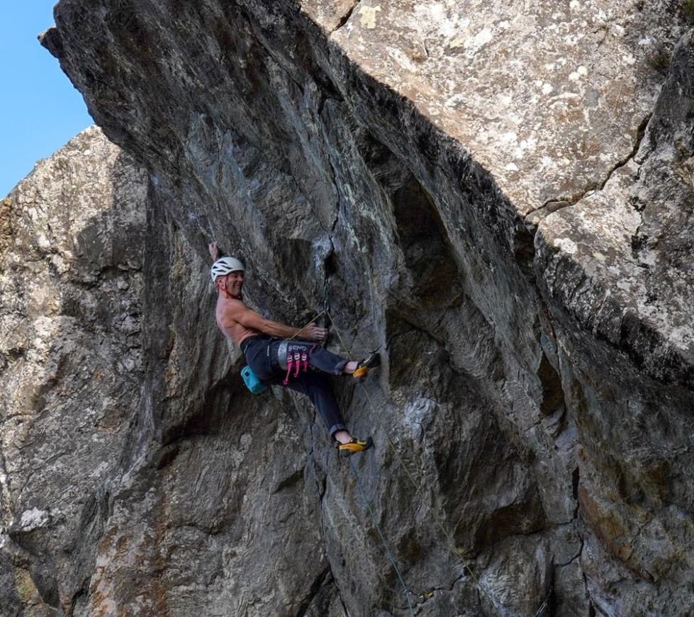 Dave MacLeod making the second ascent of What we do in the Shadows. Photo: Dave MacLeod Instagram