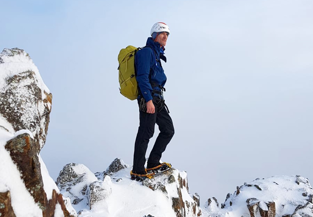 Stewart Moody testing the Rab Kangri GTX jacket in Snowdonia.